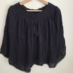 Xhilaration black tassle mini skirt lined rayon smoked stretch waist XL